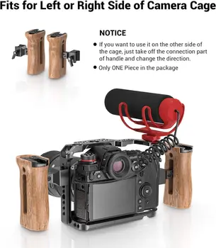 Small Rig Universal Side Wooden NATO Handle Grip DSLR Camera Cage with Cold Shoe Mount Built-in Wrench  2187 detail image