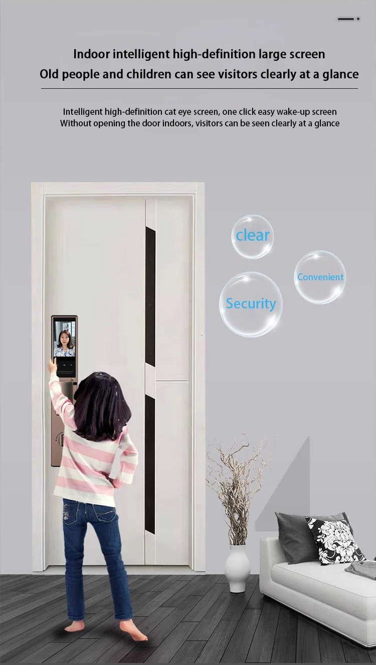 Fashionable and affordable price facial recognition smart door lock