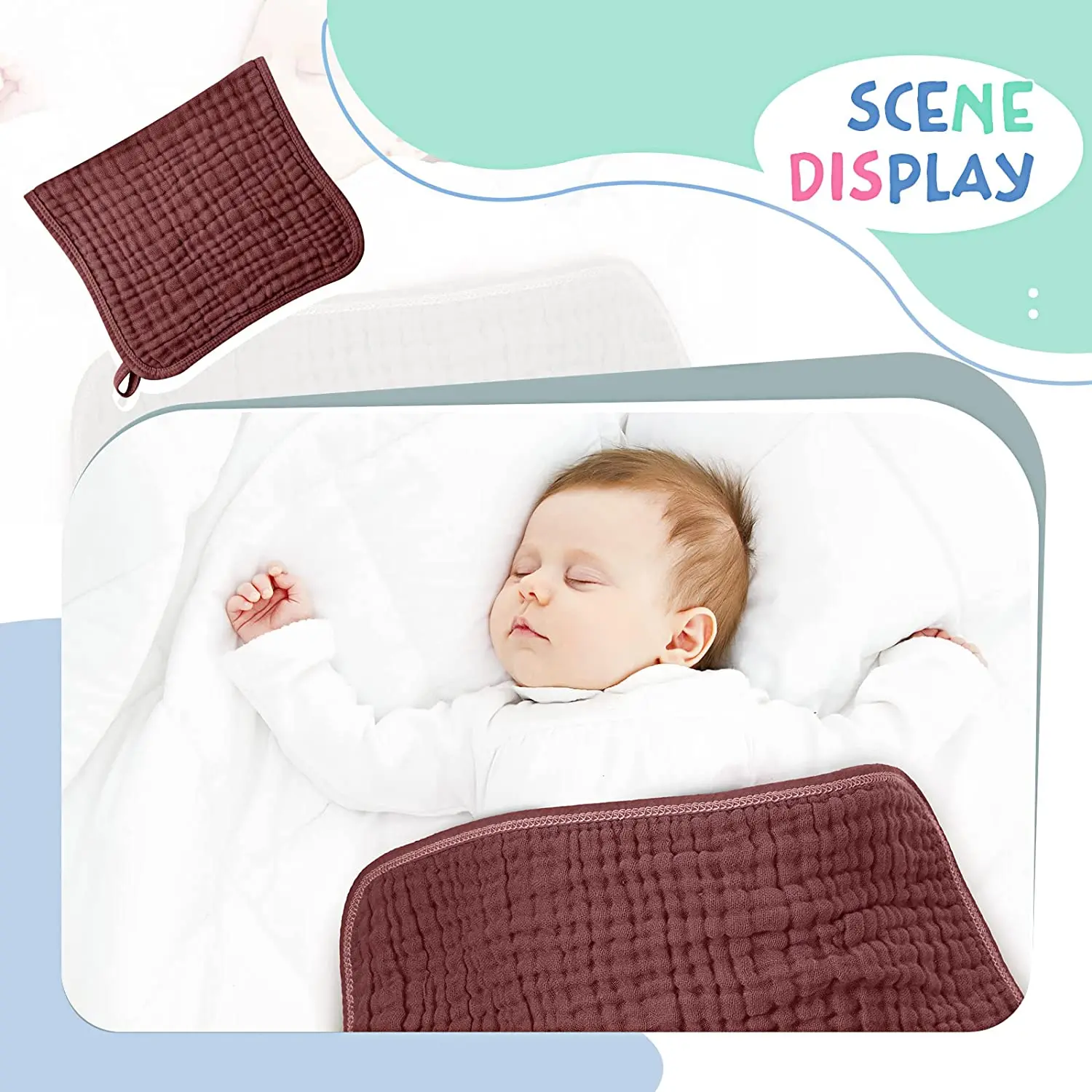 Wholesale Organic Muslin Burp Cloths 10 Pieces 6 Layer Muslin Burp