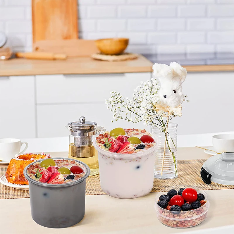 Overnight Oats Container Reusable Yogurt Parfait Cups With Lids And