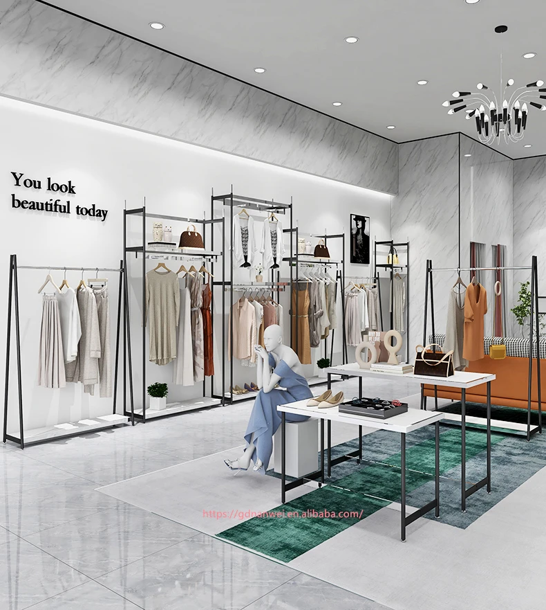Custom Stainless Steel Cloth Store Display Design Women Clothes Display ...