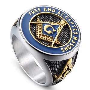 New Graduation Mason Jewelry Enamel Signet Ting  High Quality Stainless Steel Masonic Ring for Men