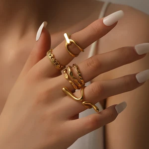 Personality Multi Layers Opening Adjustable Gold Plated Layer Ring for Women Stainless Steel Ring