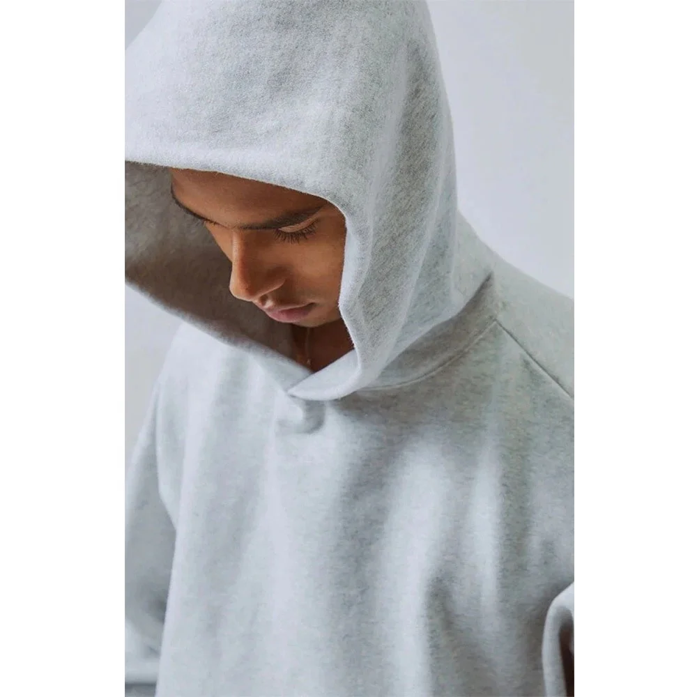 JL0822C Fashion Streetwear Heavy Weight Gray Hoodie High Quality Cotton Fleece Oversized Hoodie No String