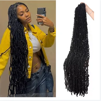 Wholesale 36 Inch Long Goddess Faux Locs Crochet Braid Synthetic Pre ...