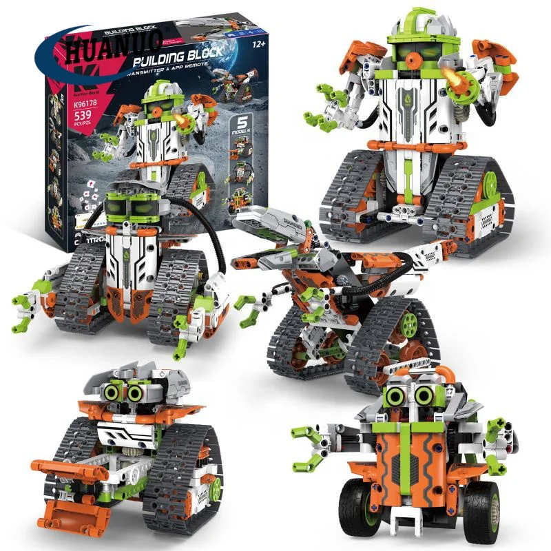5in1 DIY STEM Science Education Programmable Block Remote Control Electric Dinosaur Robot Rescue Team Building Block Toys