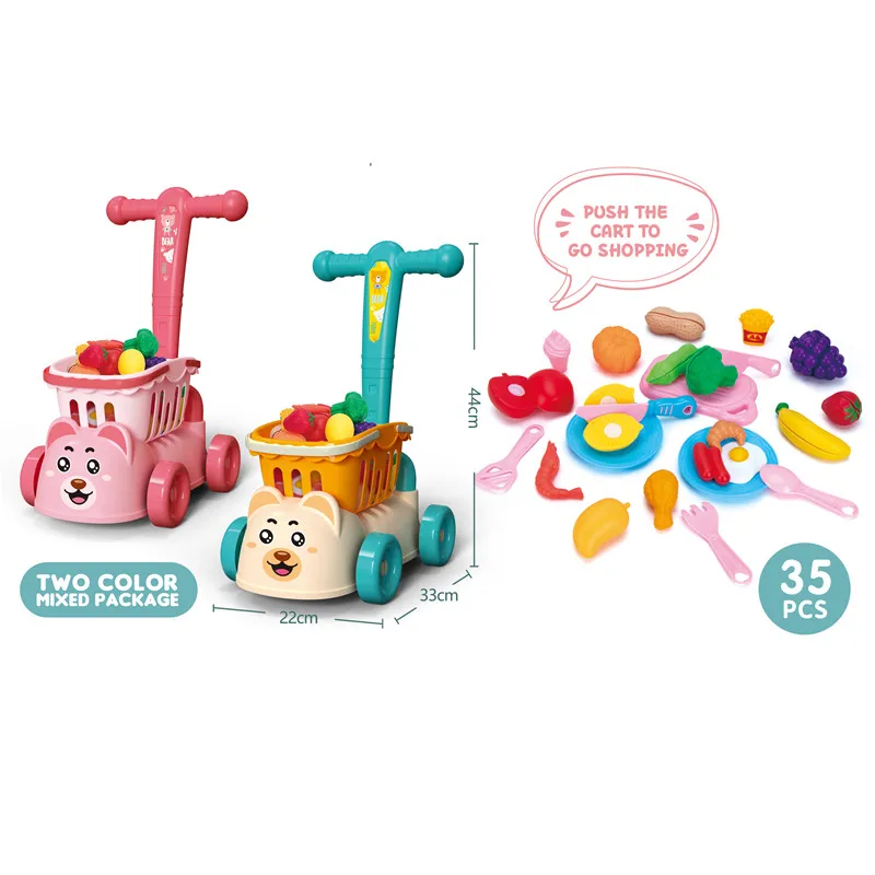 Детская тележка для супермаркета игрушка-тележка игрушки ролевых игр кухонный набор имитация фруктов и