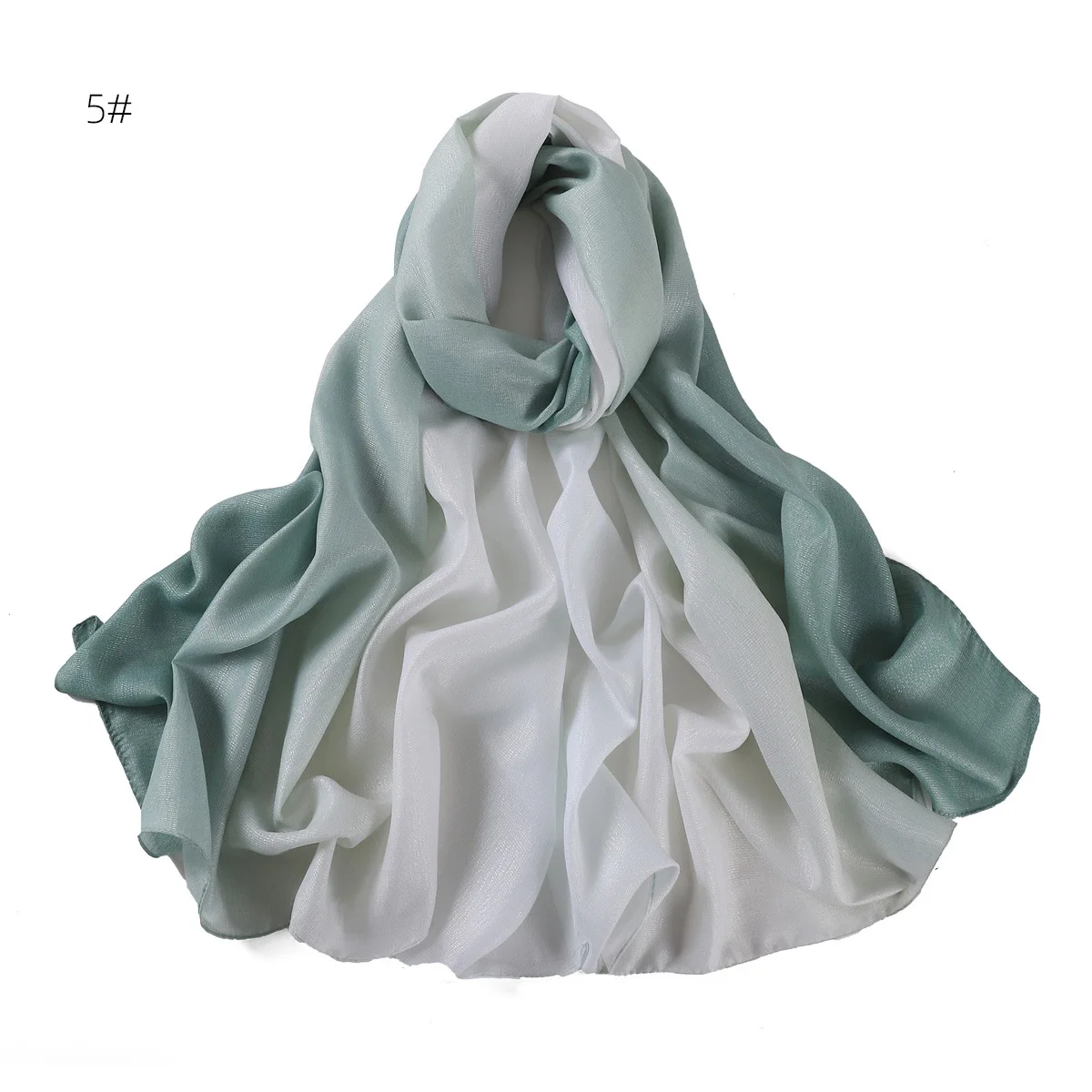 Latest Ombre Satin Hijab Printed Silk Scarf With Sliver Yarn