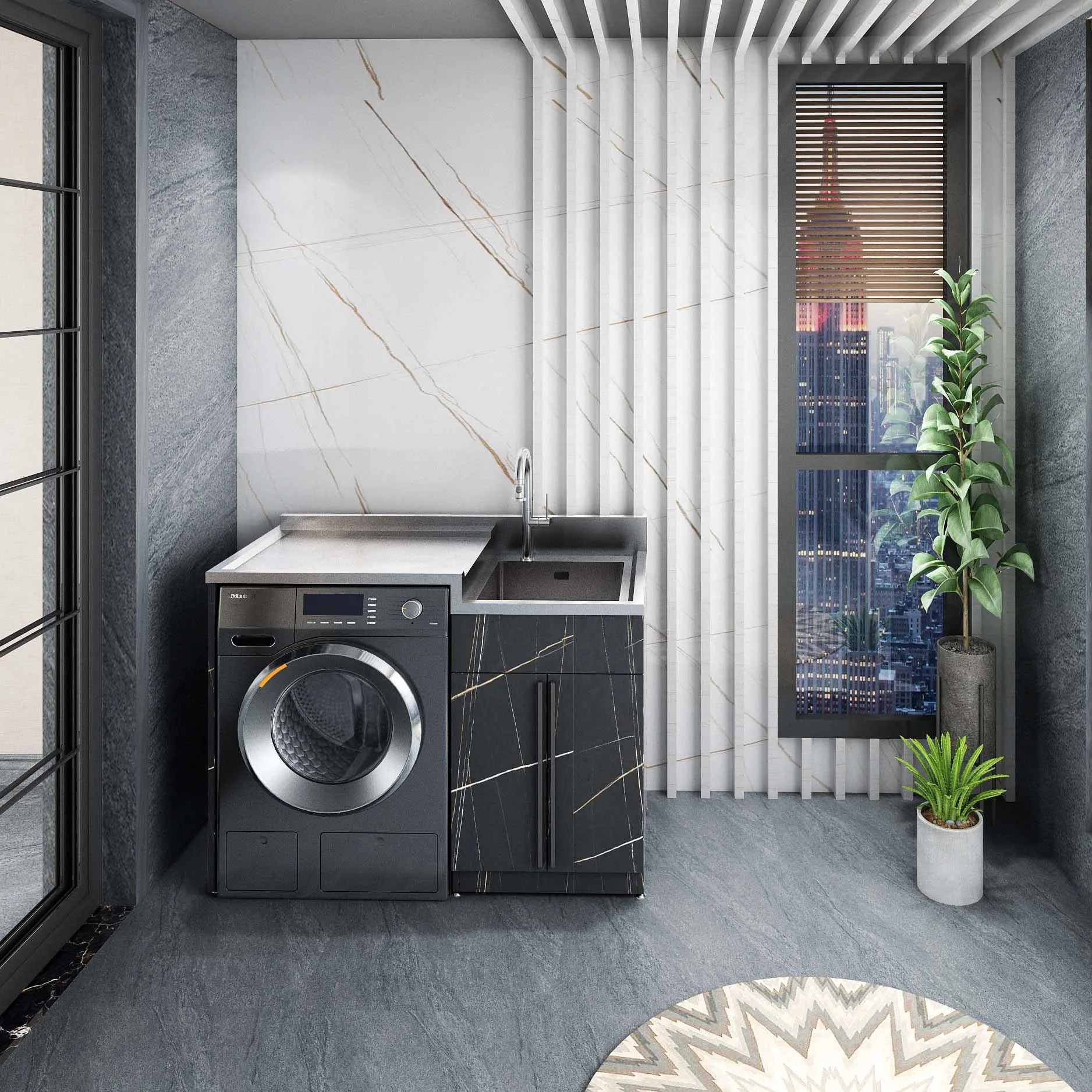 Modern Laundry Set Furniture Mirrored Exported