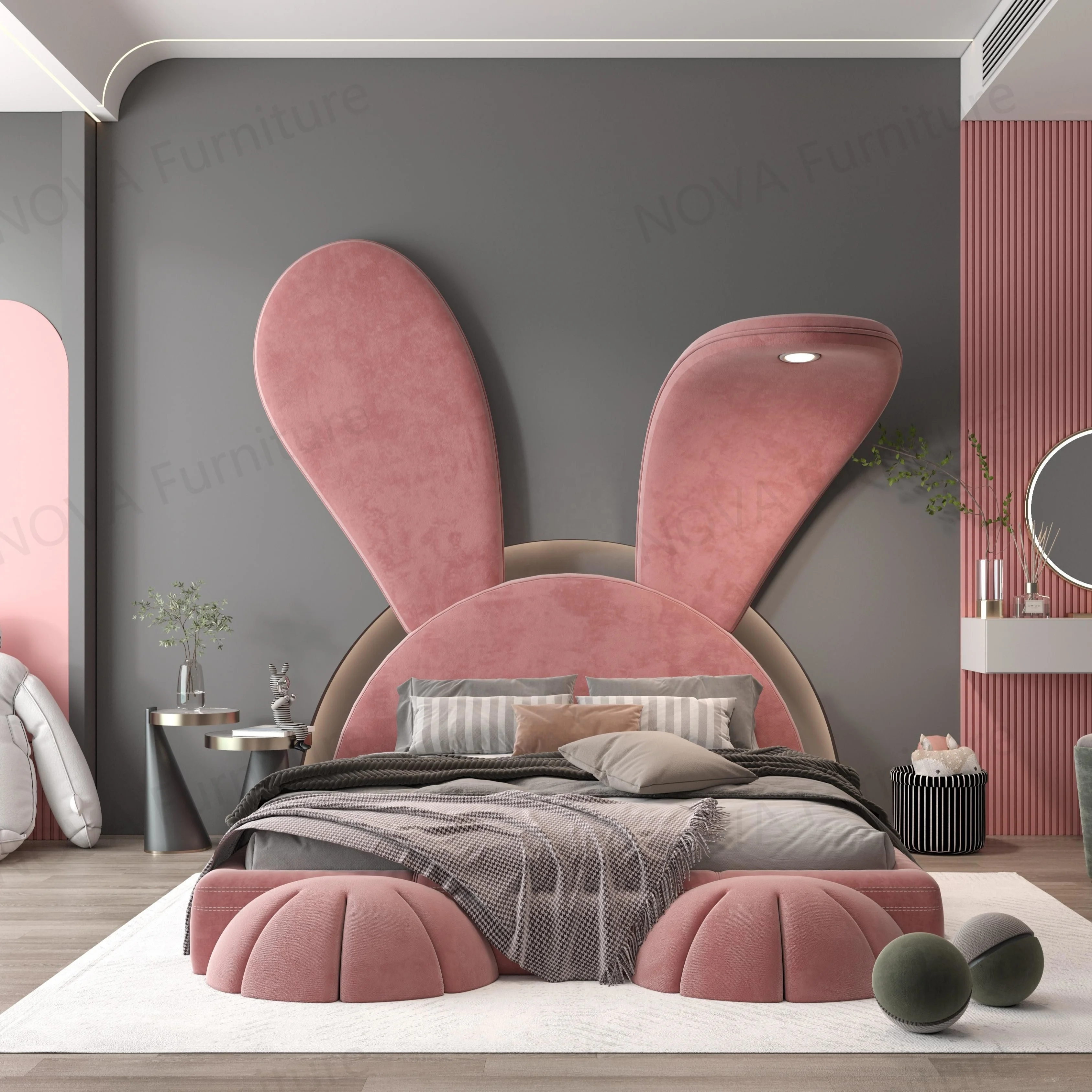 Princess Bed Kid Girl Bedroom Furniture Single Girls Bedroom Set NOVA Kids  Princess Bed Modern, image size:3375x3375