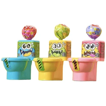 OEM Wholesale Creative Children's Pranks And Funny Toilet Shaped Toy Candy  Fruity Flavor Lollipop Pop Rocks Candy Toys