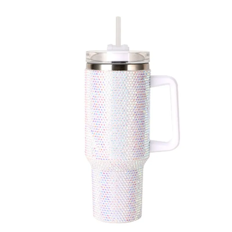 Gift Use Glitter 40oz Rhinestone Bling Diamond Vacuum Insulated Stainless Steel Bottle Cup 40oz Tumbler with Handle with Lids
