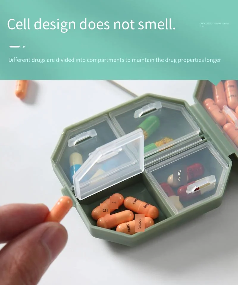 Portable mini six-compartment pill capsule packing box Household moisture-proof sorting cubicle pill box manufacture