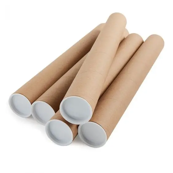 China Factory Seller Custom Biodegradable Cardboard Postal Poster Packaging Custom Paper Mailing Long Tube With End Lids
