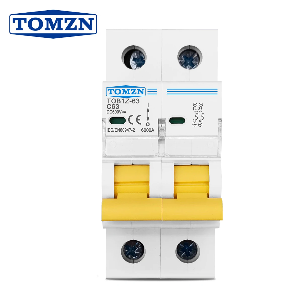 2P DC 600V  Circuit Breaker MCB C Curve Single Pole Direct-current Fuse for PV