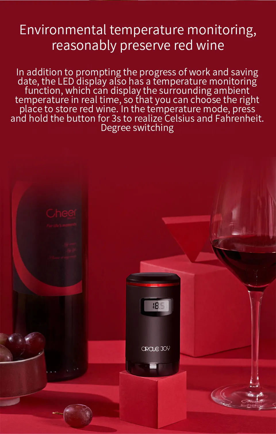 Xiaomi Circle Joy Intelligent Electric Vacuum Wine Stainless Steel