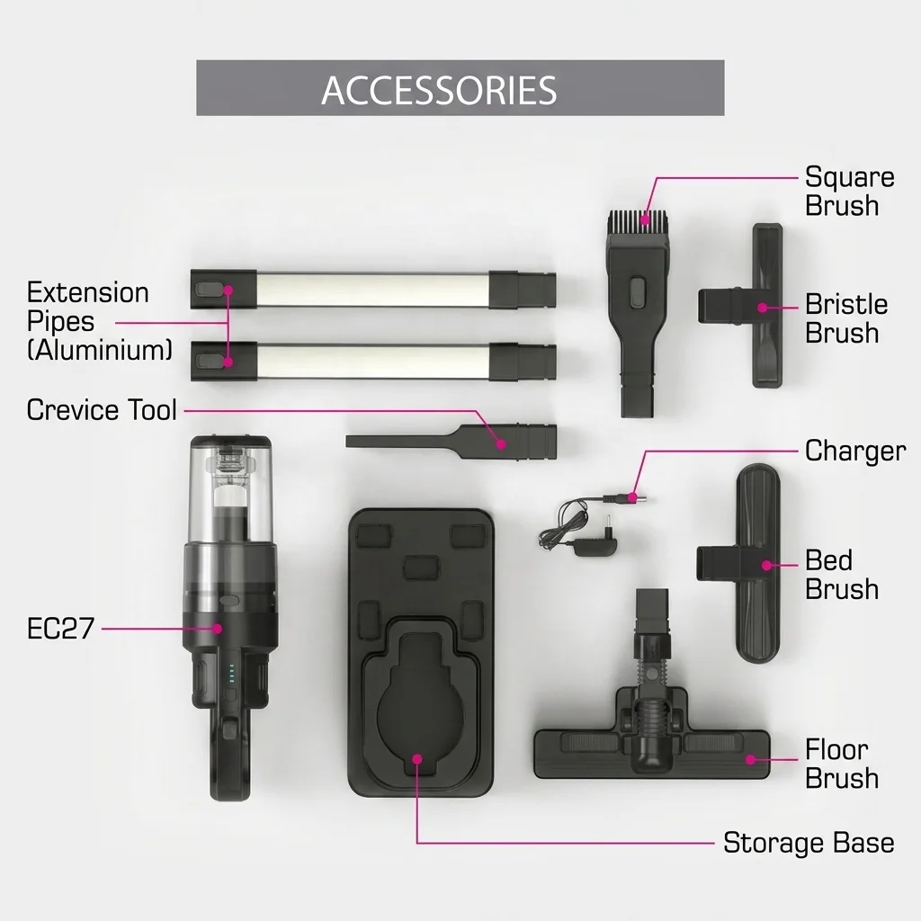 ELUXGO Handheld Cordless Cyclone Vacuum Cleaner - Portable 2 in 1