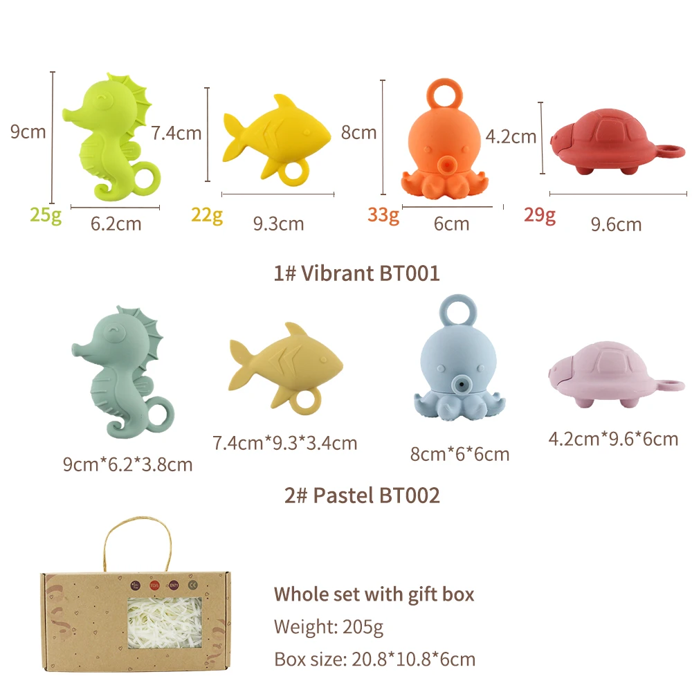 Pissen Silicone Floating Bathtub Ocean Animal Octopus Fish Turtle