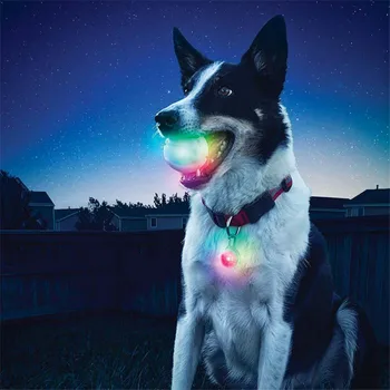 Cross Border Spot LED Luminous Pet Dog Bite Ball Colorful Transformation Effect Luminous Bouncy Ball