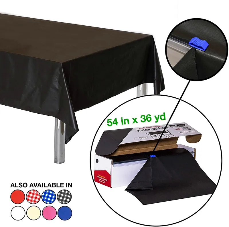 Premium Pe Thick Disposable Plastic Table Cloths Easy Slide Cutter Roll