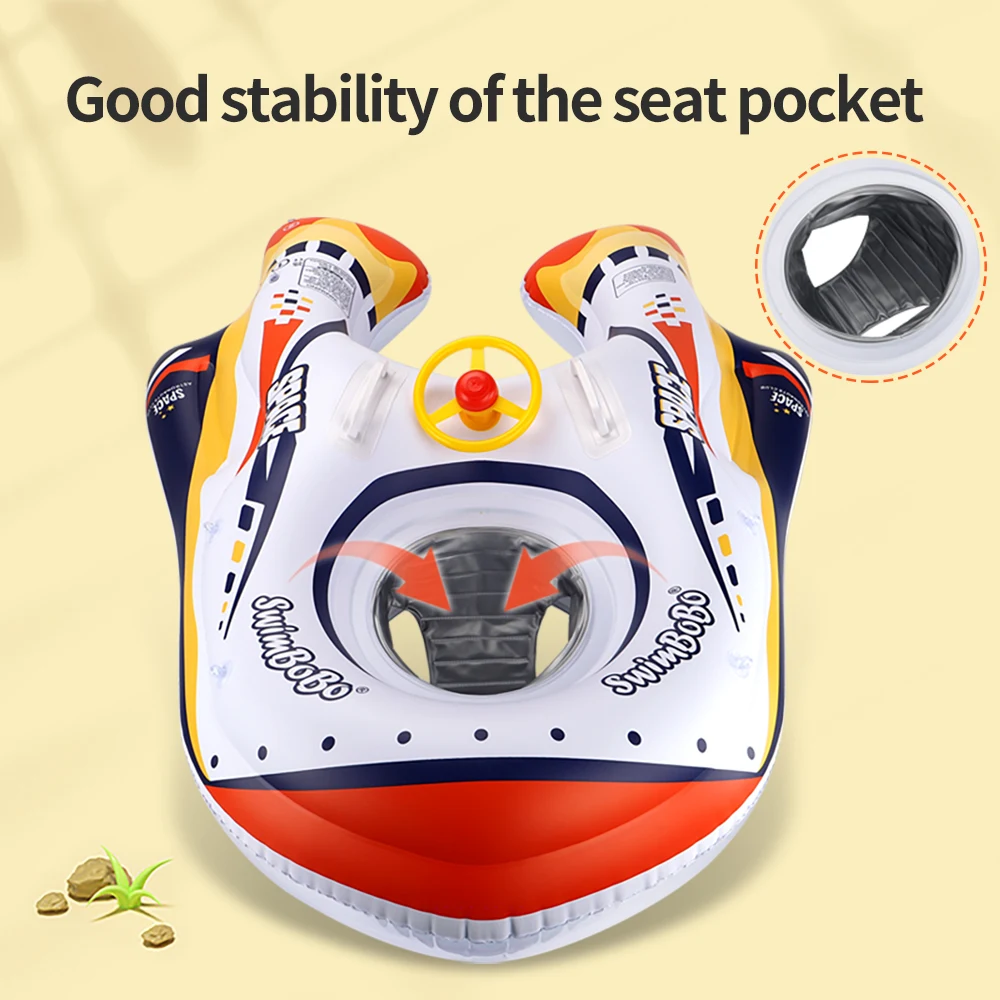 Swimbobo Baby Seat Floats Thicken PVC Inflatable Kids Swim Float Child Swimming Rings Toys Floating Ring Summer With Canopy
