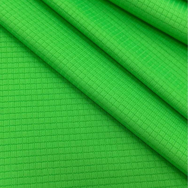 100% Polyester Waffle Pique Eco-friendly Moisture Wicking 110gsm Solid Fabric Weft Lightweight Anti-UV Marathon Activewear Girls