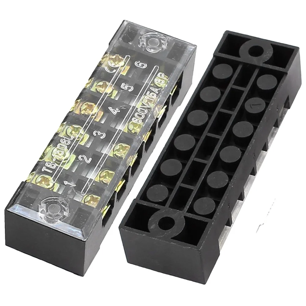 Trailer Wire 15A 6 Positions Double Rows Covered Barrier Screw Terminal ...