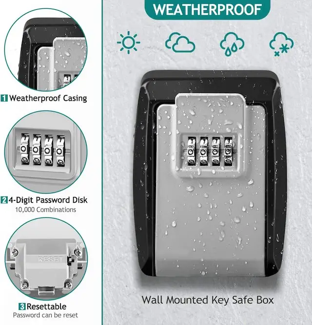 Caja fuerte de llave impermeable OEM con código de combinación para caja de  llave de bloqueo de combinación segura para montaje en pared grande al