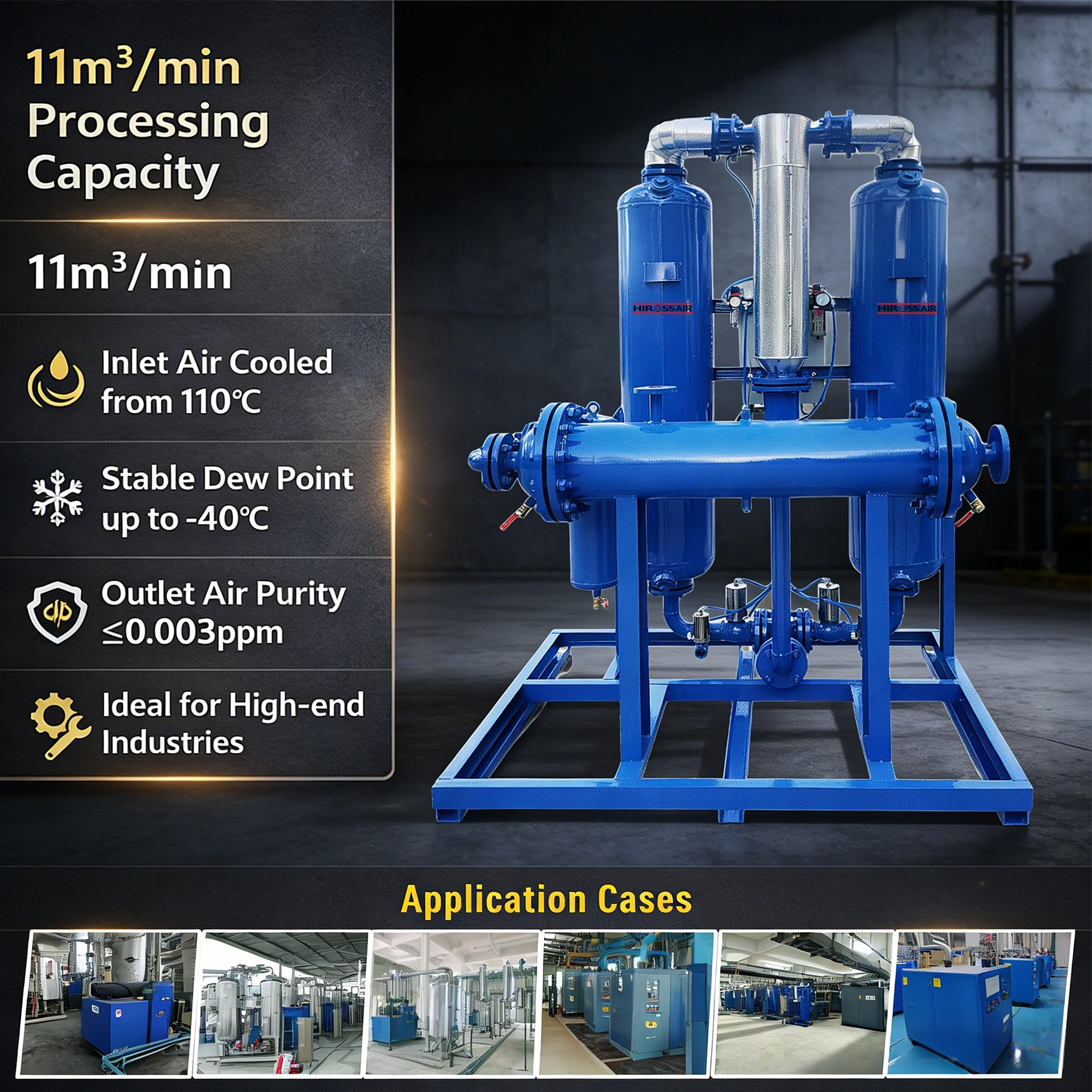 2026 New Water-Cooled Desiccant Air Dryer with Pre Cooler | 18-55Nm³/min Micro-Heat Adsorption Air Dryer for Air Compressor