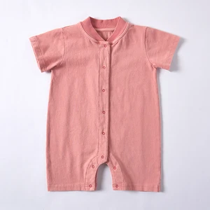 Baby Clothes Boys 0-12 Month Plant Dye Natural Dye Toddler Solid Casual Jumpsuit Short Sleeve Cotton Bodysuit Baby Romper