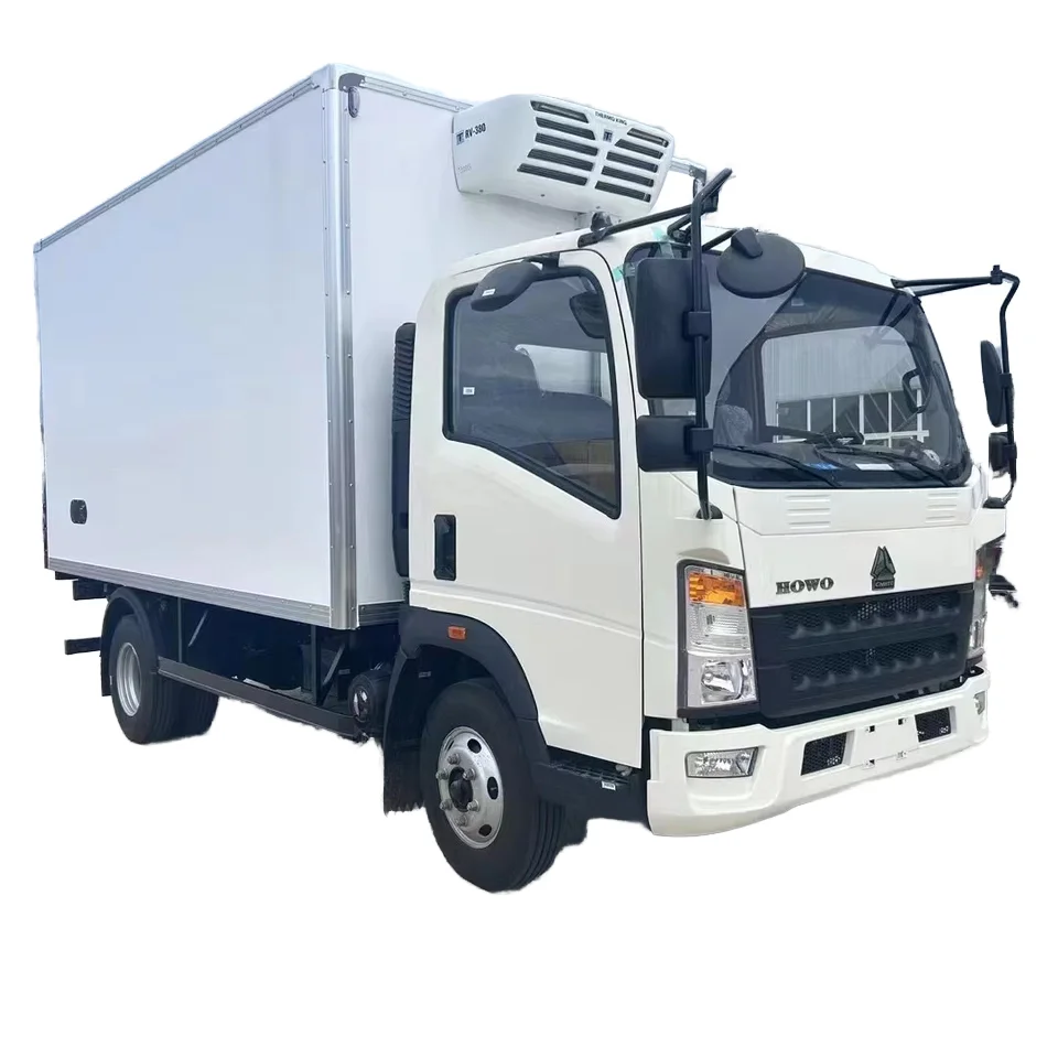 caminhão frigorífico a diesel de 5 toneladas, condição nova, transmissão manual, van refrigerada para transporte de vegetais