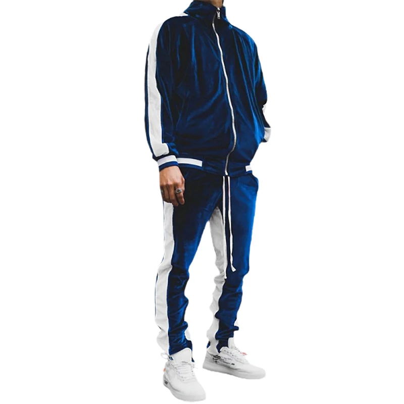 Plain Velvet Tracksuit Velour Custom Design Your Own Jogger Full Zip Sports Wear Men Sweatsuit Sets Bulk Ropa De Hombre