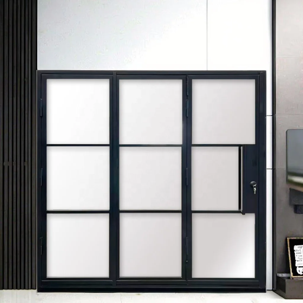 CE Certified Modern Industrial Stainless Steel Bi-Fold Doors Tempered Glass Bifolding Finish Foldable Opening for Home Use details