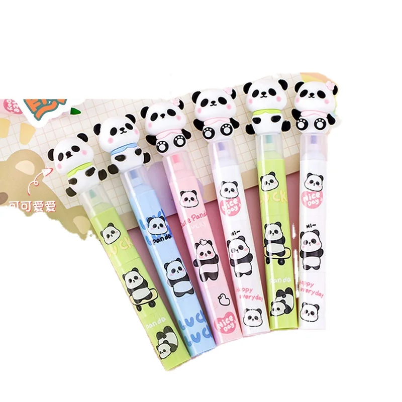 Мультяшная панда трехцветный маркер для сращивания студентов милые канцелярские маркеры