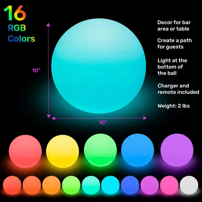 Floating Orb Flashlight 16 Color Changes Party Led Ball Lamp Lighting