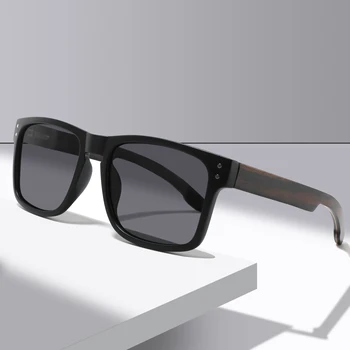 trendy 2024 manufacturer custom logo sunglasses TAC polarized lens Square wooden Sun Glasses for men