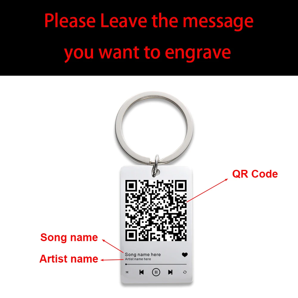 Custom QR Code Keychain Favourite Song QR Scan Keyring Spotify Music Keychain
