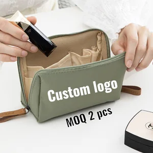 Custom Logo Print Solid Color Make up Organizer Bags Cosmetic Storage Case Large Capacity Travel Wash Bags with Inner Pockets