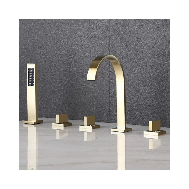 Aqua Gallery Modern Tub-Mounted Single Hole Chrome Brass Ceramic Cartridge Brass Bathtub Faucets
