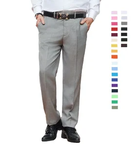 Summer Men's Lightweight Zipper Fly Worsted Business Casual Slim-fit Suit Pants Trousers