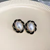2 #Silver Needle Black Oil Drop Earrings