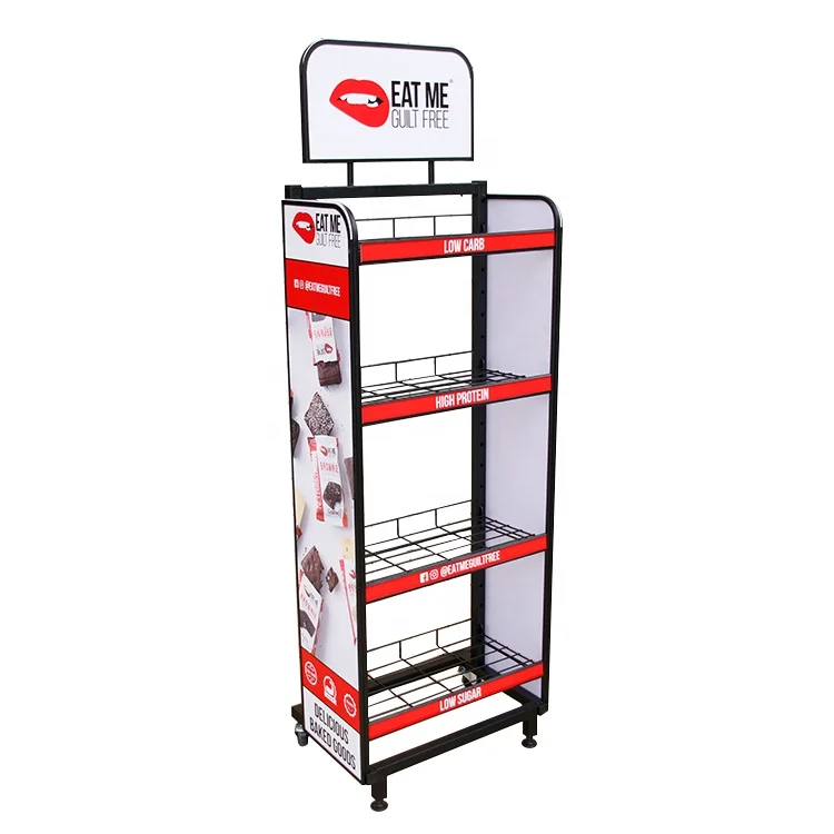 Store Instant Puffed Food Display Shelf Metal Wire Mesh Cookies and Silk Pastry Display Stand Rack