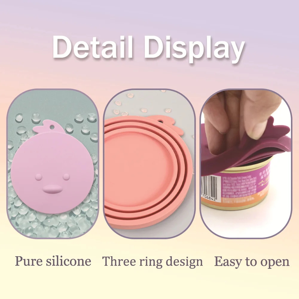 Pet Food Can Silicone Lid, Cute Airtight Seal Cover for Dog & Cat Food Storage, Reusable Eco-friendly Silicone Pet Supply factory