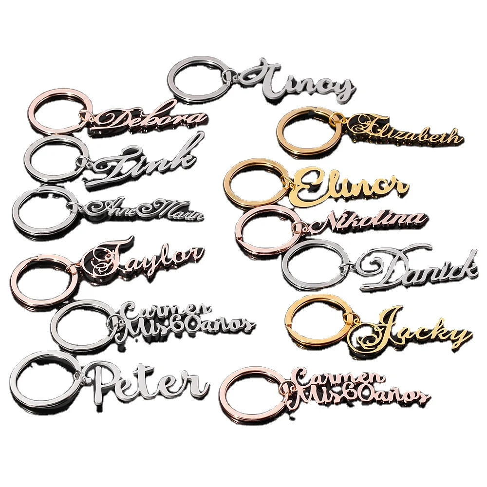 Metal Letter Key Ring - Rose Gold