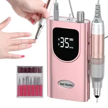 Professional 35000 RPM Rechargeable Electric Pedicure Manicure Nail File Polishing Pen Nail Drill with 6 Drill Bits For Nails