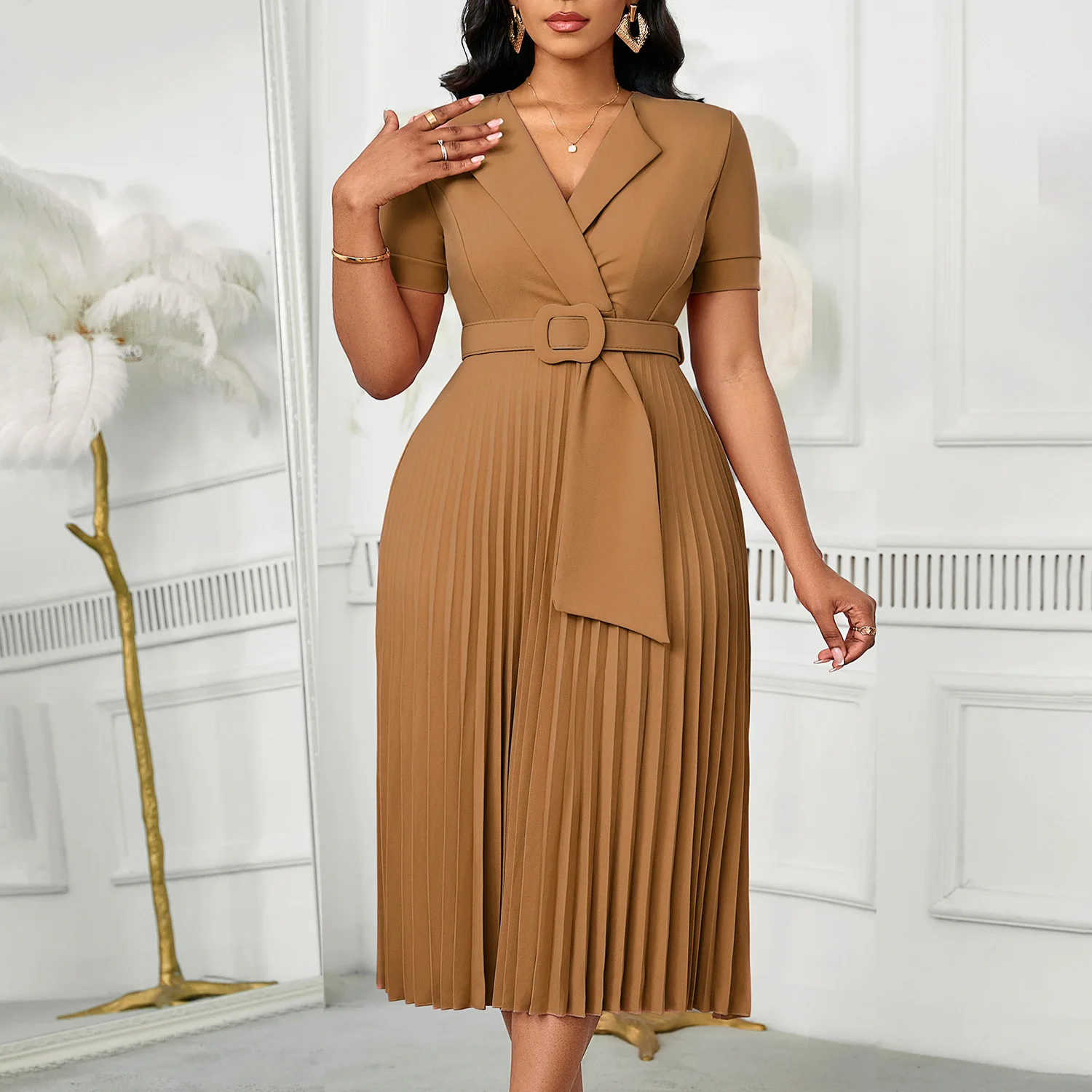 pleated suit dress Roaman's Women's Plus Size Petite Plus Size Long Sleeve Pleated Jacket Dress Set Elegant 2-Piece Sheath Suit