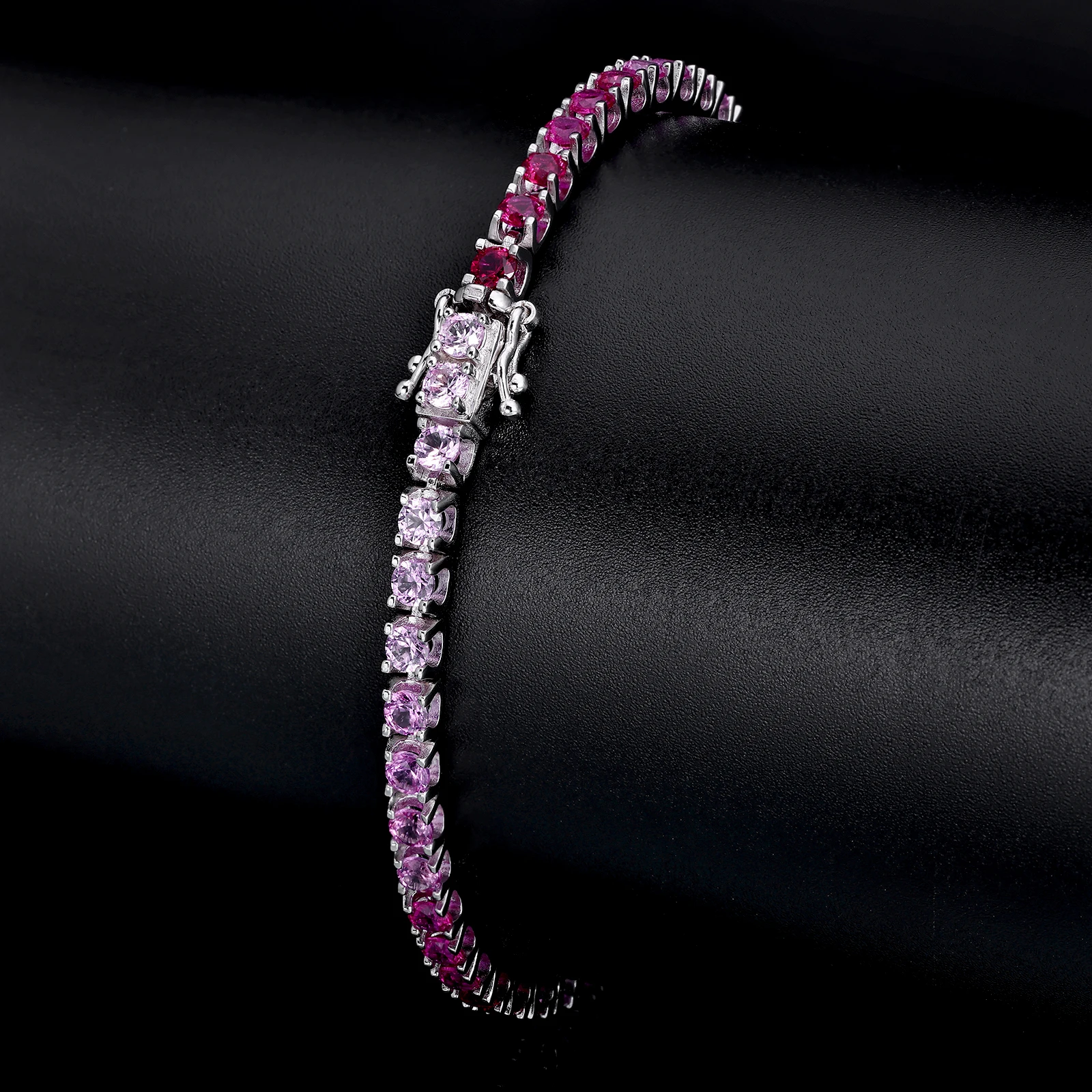Hailer Joyas Fine Ruby Gemstone Tennis Bracelet Pink Silver Tennis Bracelets Et Bracelets For