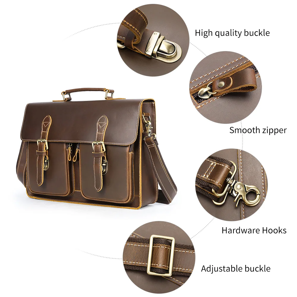 Sacoche Messenger En Cuir Véritable Pour Ordinateur Portable - Fait Main En Inde, Couleur Marron, Style Professionnel