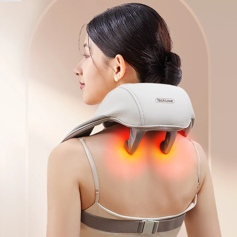 Techlove 6d Kneading Neck Massager Powerful Wireless Mini Neck Shoulder Back Massager N5 Trapezius Massager With Graphene Heat