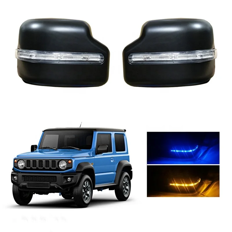OVOVS Side Wing Mirror Cover Shell Car Rear View Mirror Cover with Turn Signal Light for Suzuki Jimny JB74 JB64